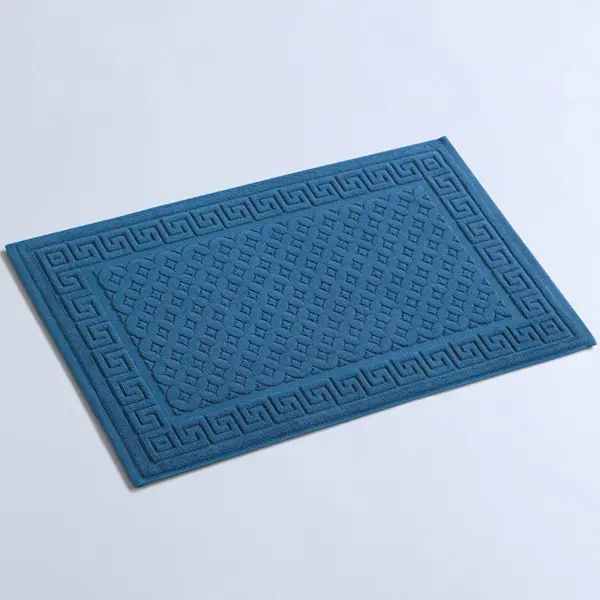 Anti Rutsch Badematte aus Baumwolle, blau, griechischer Fries, Badezimmer-Textil.