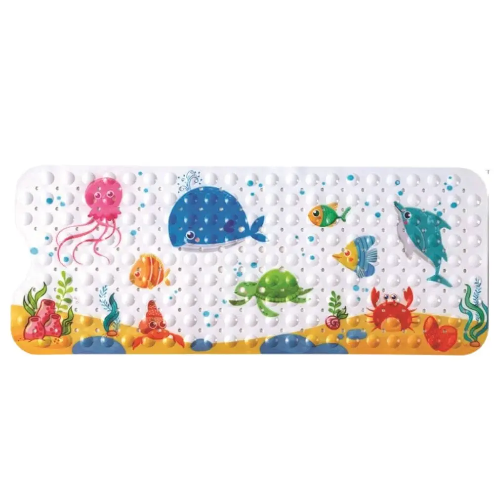 Antirutschmatte Badewanne Kinder mit Meerestier-Motiv, rutschfest, bunt, für Badezimmer.