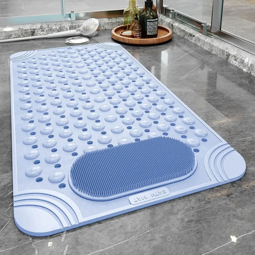 Antirutschmatte Dusche blau mit Massageelementen und Badezimmer-Design.