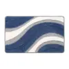 Badematte Blau Grau mit wellenförmigem Muster, ideal für Badezimmer.