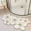 Badematte Pastell mit Blumenmuster, weiss-gold, für Badezimmer.