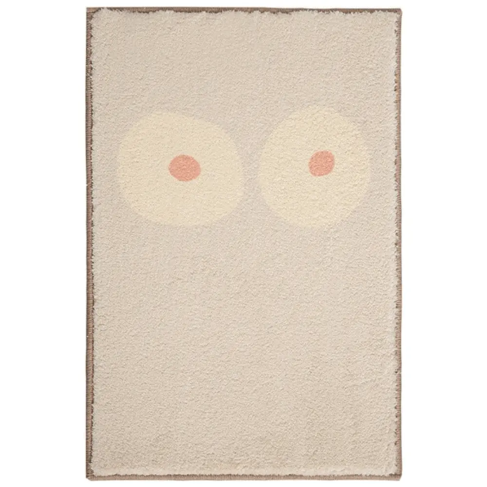 Badematte Shabby Chic mit grossen Augenmotiv, cremefarben, weich, für Badezimmer.