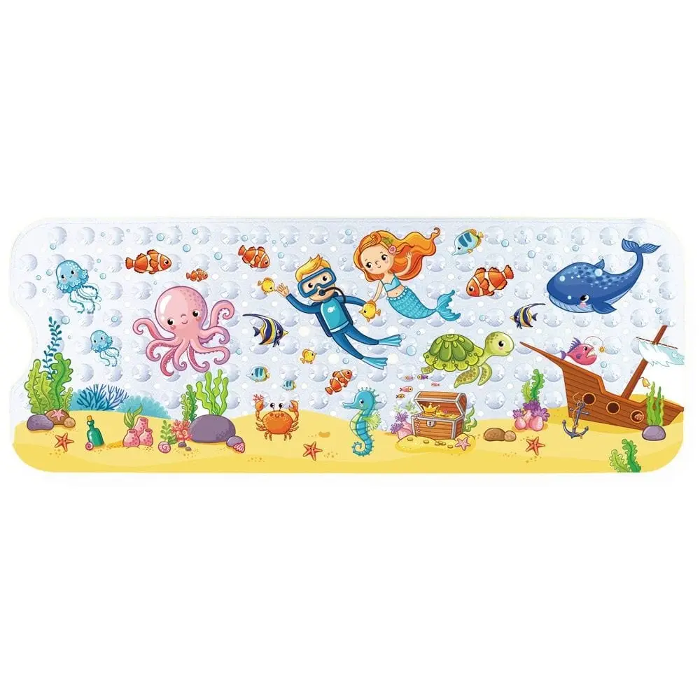 Badewanneneinlage Kinder mit Meeresthema, farbenfrohe Unterwasserwelt, rutschfest, für Badezimmer.