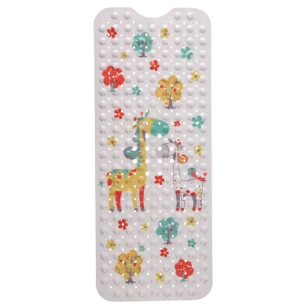 Farbige Badewanneneinlage mit Giraffenmotiv und Blumen für Kinder.