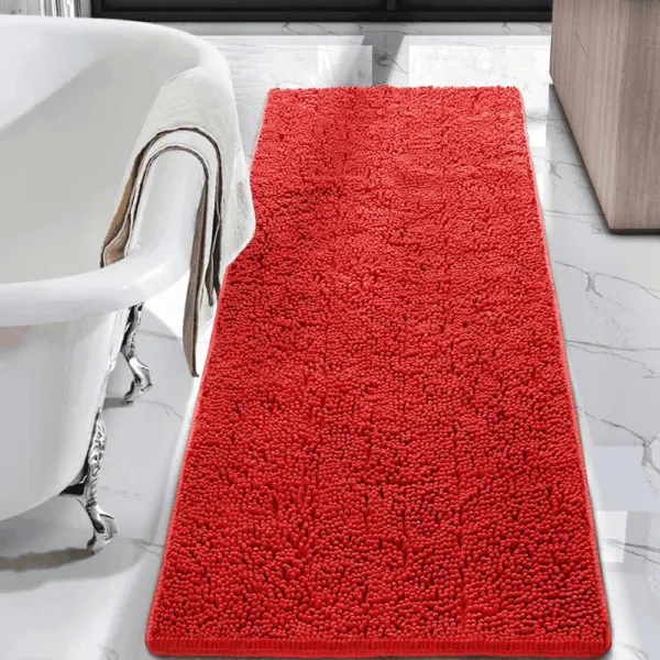 Rot Badematte mit Massage-Struktur, ideal für Badezimmer mit modernem Design.