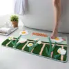 Badezimmerteppich mit Blumenmuster und Hello-Aufdruck, grün-weiß, weich, für Badematte.