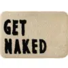 Badezimmerteppich mit Aufschrift Get Naked, beige Farbe, rutschfest, für Badezimmer.