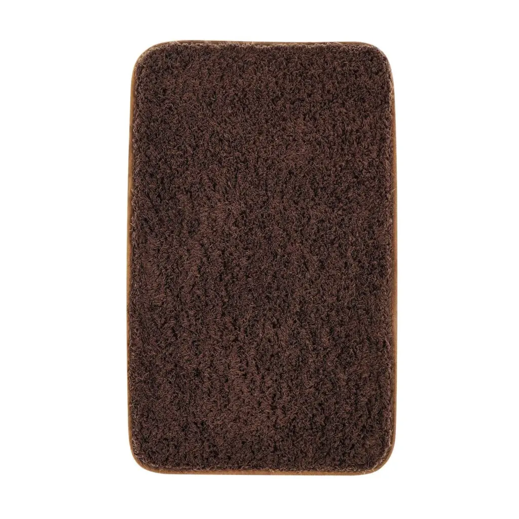 Badezimmerteppich Microfaser, dunkelbraun, weich, rutschfest, für Bad und Dusche.