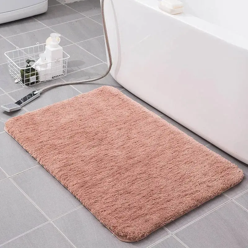 Badezimmerteppich XXL rosa, weicher Badteppich mit dichtem Flor, ideal für Badezimmer.