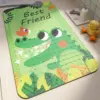 Baby Badteppich mit Krokodil Motiv, schimmelresistent, grün, Badezimmermatte für Kinder.