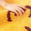Badteppich mit Fischmotiv, gelb-braun, weich, für Badezimmer.