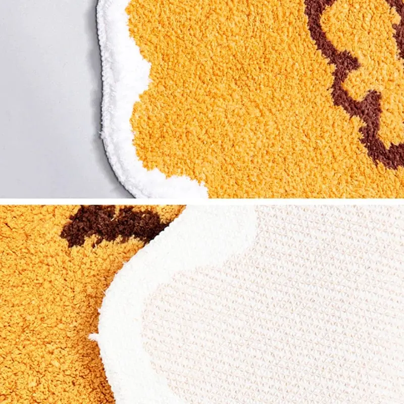 Badteppich Fische, gelb-braun, weicher Flor, rutschfester Untergrund, Badezimmer-Textil.