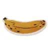 Badteppich in Form einer Banane, gelb mit schwarzen Flecken, fruchtig und spaßig fürs Badezimmer.