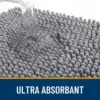 Grauer Chenille-Badteppich mit ultra-absorbierender Oberfläche, ideal für Badezimmer.