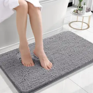 Badteppich Grau Chenille Komfort
