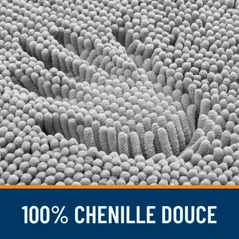 Badteppich grau chenille, weicher 100% Chenille-Doucetextil für Badezimmerkomfort.