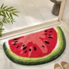 Badteppich Halbmond Wassermelone, frischer Sommerlook fürs Badezimmer, weiches Material, farbenfroh.