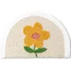Badteppich Kleine Wolke mit gelber Blume, halbrund, weissrandig, Badezimmer-Textil.