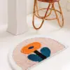 Badteppich Kleine Wolke, halbrund, bunt, Badematte für Badezimmer, weich, modern.