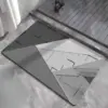 Modernes Badteppich Design mit geometrischem Muster in Grau-Weiss, ideal für Badezimmer.