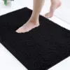 Schwarzer Badteppich Mikrofaser Weich, ideal für Badezimmer, weich und rutschfest.