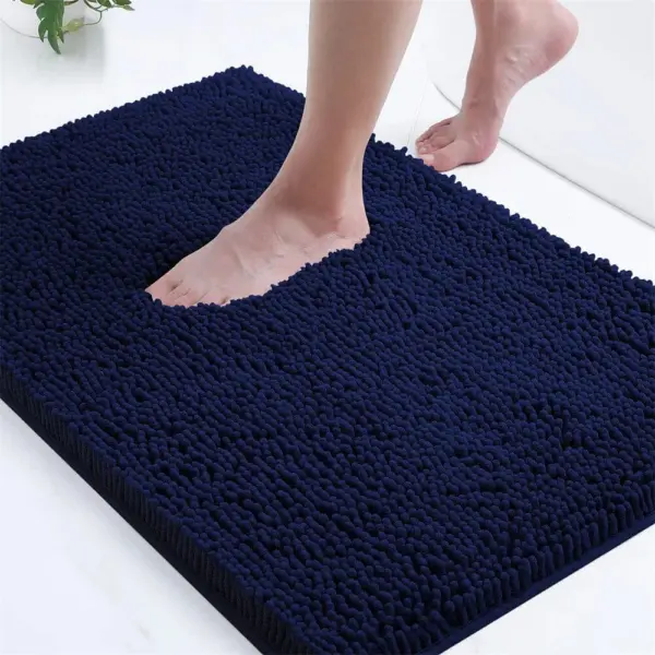 Badteppich Mikrofaser Weich dunkelblau, weiches Badezimmer-Textil für optimale Fusskomfort.