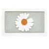 Badteppich mit Kamillenblume, grün-weiß, weicher Fleece-Badematte für Badezimmer.
