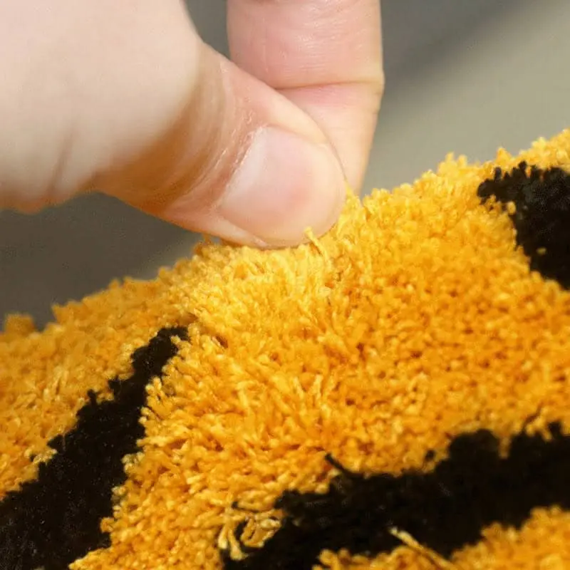 Badteppich Originale Form, orange-schwarzes Tiger-Muster, weicher Hochflor-Teppich für Badezimmer.