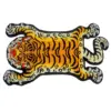 Badteppich Tiger-Form, originale Form, Badezimmer-Teppich, orange schwarz, tiermotiv.