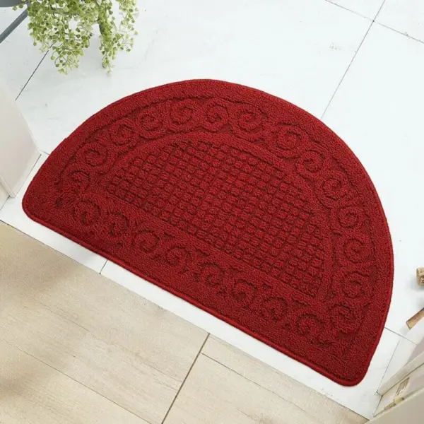 Rot Badteppich Halbkreis mit Muster, Badezimmer Matte, Anti-Rutsch, gross.