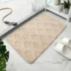 Saugfähiger Badteppich Mikrofaser mit Muster, beige, für Badezimmer.