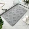 Saugfähiger Badteppich Mikrofaser grau mit Muster, ideal für Badezimmer.