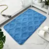 Blauer Badteppich Mikrofaser mit Muster, saugfähig, für Badezimmer.