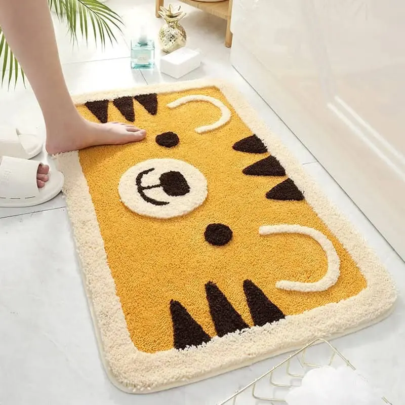 Badteppich mit Tiermotiv, Badezimmermatte mit Tigerdesign, weiches Material, Kinderzimmer oder Badezimmer.