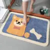 Badteppich mit Hundemotiv, blau-orange, Badezimmer, weich, tierisch, Anti-Rutsch.
