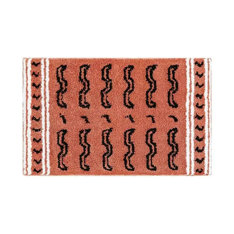 Badteppich Tigermuster, orange mit schwarzem Muster, Badematte für Badezimmer.