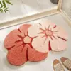 Badteppich Zug mit Blumenmotiv, rosa und cremefarben, weiches Material, Badezimmer-Teppich.
