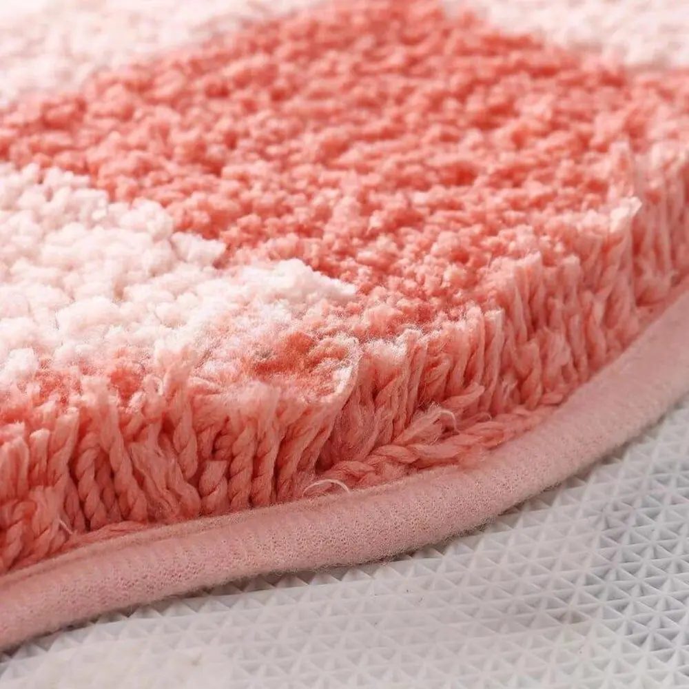 Badteppich Zug rosa-weiss, weicher Kurzflor, rutschfest, Badematte für Badezimmer.