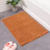 Chenille Badteppich 60x90 cm, weicher orange Badezimmer-Teppich mit rutschfestem Untergrund.