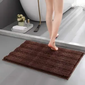 Chenille Badteppich Braun