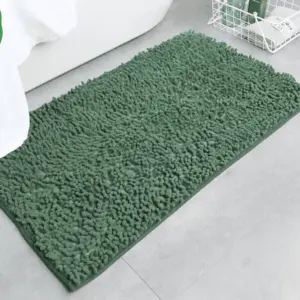 Chenille Badteppich Dunkelgrün