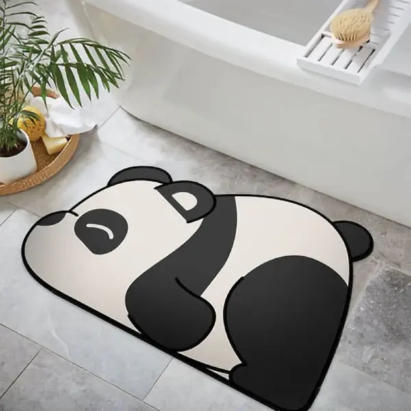 Design Badematte mit Panda-Motiv, schwarz-weiß, für Badezimmer, rutschfest, modernes Design.