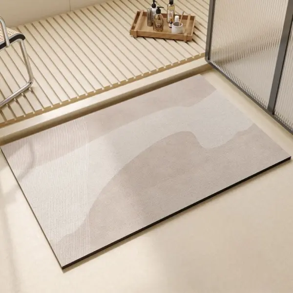 Diatomit Badteppich mit modernem Muster, ideal für Badezimmer, rutschfest und saugfähig.