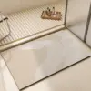 Diatomit Badteppich grosse Grösse mit modernem Wellenmuster, ideal für Badezimmer.