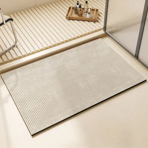 Diatomit Badteppich grosse Grösse mit geometrischem Muster, ideal für Badezimmer.