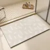 Diatomit Badteppich grosse Grösse mit Wellenmuster, weiss, für Badezimmer.