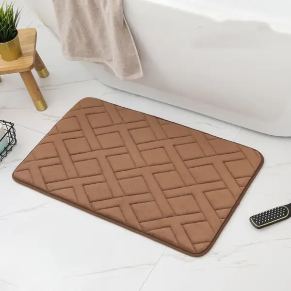 Dicker Luxus Badteppich mit Quiltmuster, braun, für Badezimmer, weich und warm.