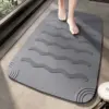 Duschmatte für begehbare Dusche, grau, rutschfest, mit Wellenmuster, Badezimmer-Textil.