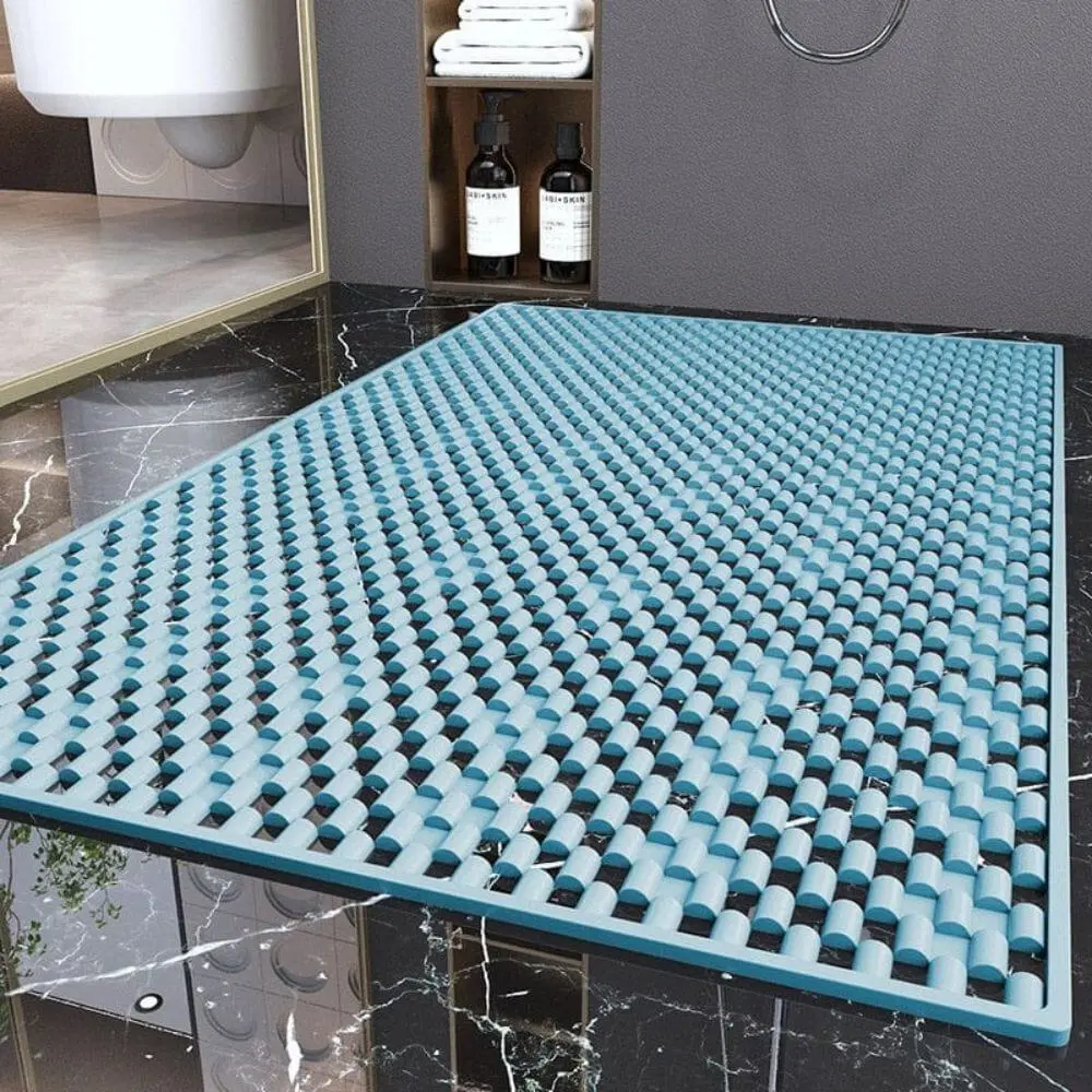 Rutschfeste Duschmatte mit rutschfesten Kugeln, blau, für Badezimmer.