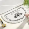 Duschvorleger Halbrund mit Schmetterling-Motiv, Badezimmer-Textil, Anti-Rutsch, Weiss, Schwarz.